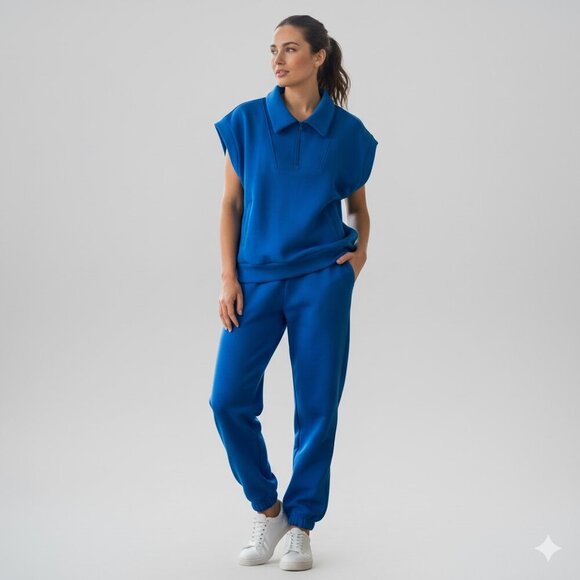 Simply Southern Tops - Simply Southern NWT Tess Quarter Zip Short Sleeve Pullover In Royal Size XXL